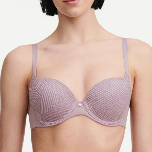 Chantelle Easy Feel Emma Lightly Lined Underwire T-Shirt Bra 32D New NWT Purple - Picture 11 of 11